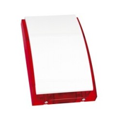 Außensirene, verkabelt, rote Kalotte, weiß, IP43, 120 dB
