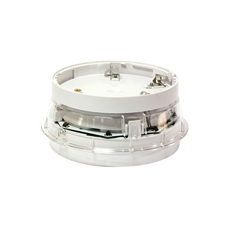 Adressierbarer, ringbusgespeister kombinierbarer Meldersockel- Alarmgeber mit integriertem Isolator