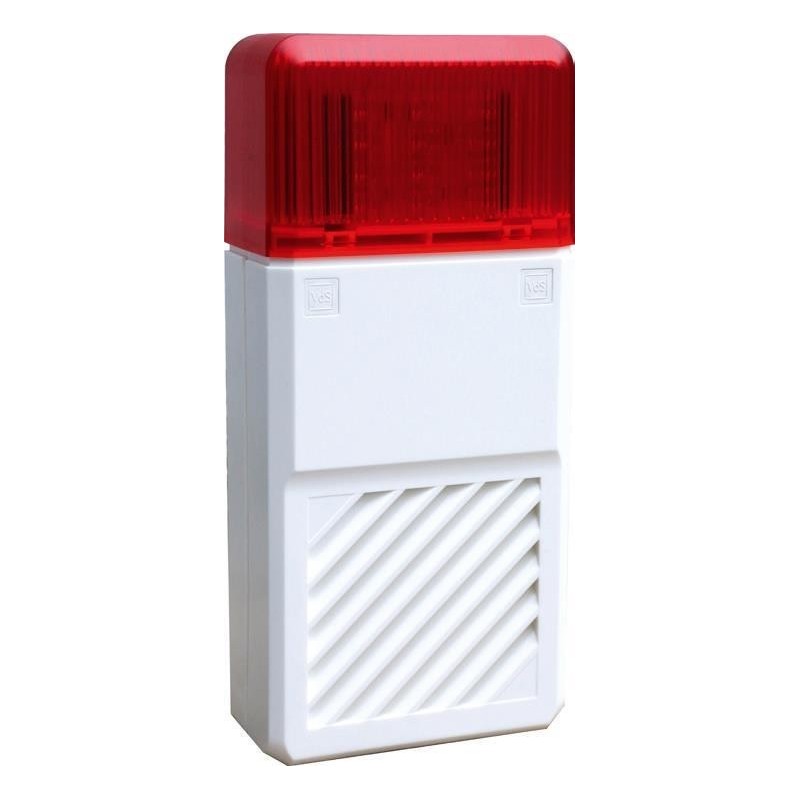 System-Extern-Signalgeber Opt./Akust. - Kunststoffgehäuse weiß, Blitzlampe rot