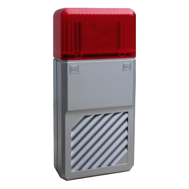 System-Extern-Signalgeber Opt./Akust. - Kunststoffgehäuse silber, Blitzlampe rot