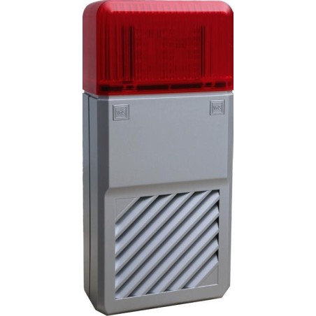 System-Extern-Signalgeber Opt./Akust. - Kunststoffgehäuse silber, Blitzlampe rot
