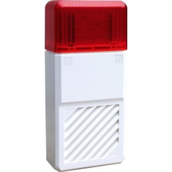Extern-Signalgeber Opt./Akust. m. Tong. - Kunststoffgehäuse weiß, Blitzlampe rot