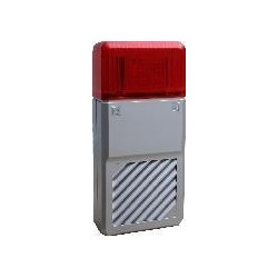 Extern-Signalgeber Opt./Akust. m. Tong. - Kunststoffgehäuse silber, Blitzlampe rot