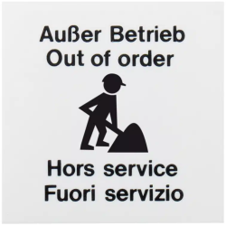Kunststoffschild „Außer Betrieb“ 80x80mm f. große MCP’s 7047XX,7048XX,70490X