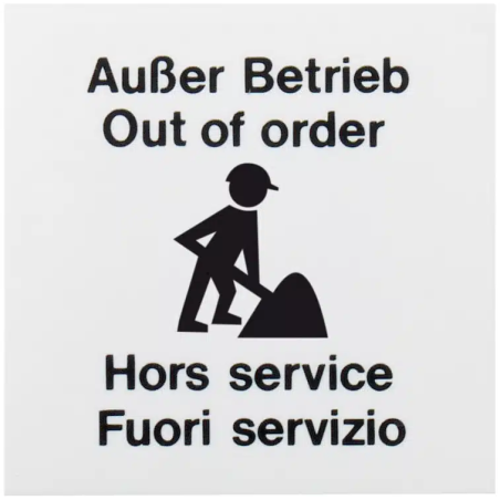 Kunststoffschild „Außer Betrieb“ 80x80mm f. große MCP’s 7047XX,7048XX,70490X