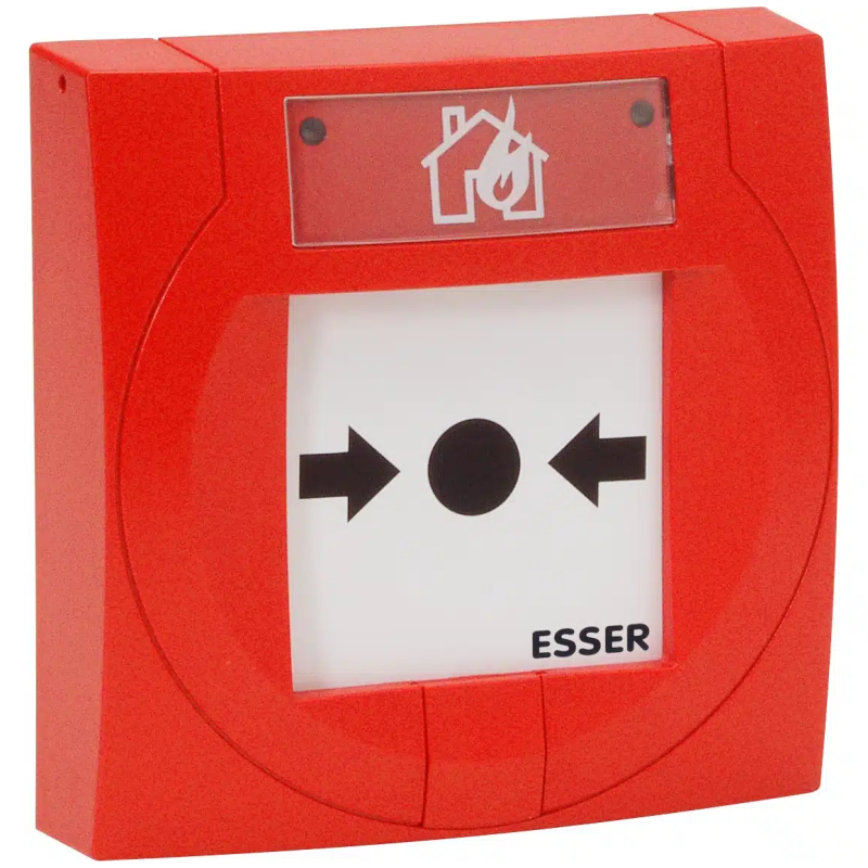 IQ8 Handmelder kompakt, rot mit Glas, mit Trenner, ESSER