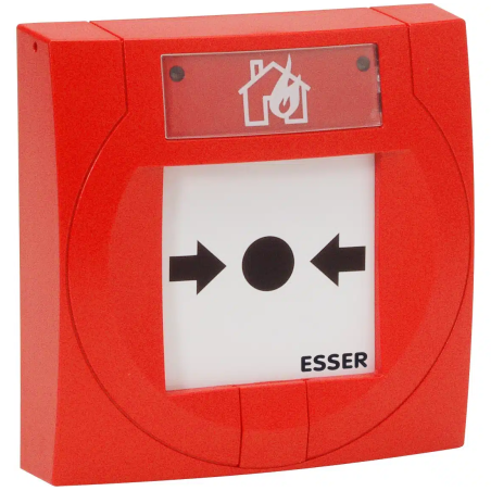 IQ8 Handmelder kompakt, rot mit Glas, mit Trenner, ESSER