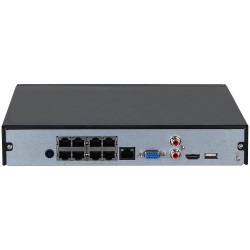 IP-PoE-Rekorder, 8 Kanäle IP, 8 Kanäle PoE, 1x SATA à 20 TB, 1U, schwarz