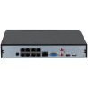 IP-PoE-Rekorder, 8 Kanäle IP, 8 Kanäle PoE, 1x SATA à 20 TB, 1U, schwarz