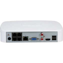 IP-PoE-Rekorder, 4 Kanäle IP, 4 Kanäle PoE, 1x SATA à 20TB, 1U, weiß