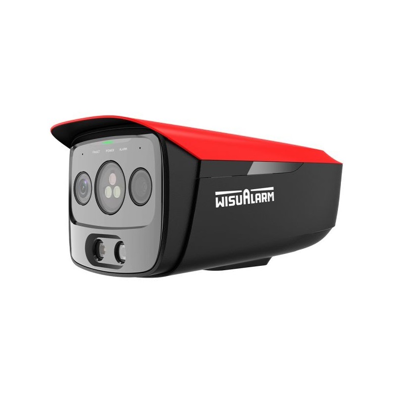 IP-Thermal-Bullet-Kamera, Flame Detection, 5 MP, 3,2/4 mm, IR 50 m, IP67, rot, schwarz