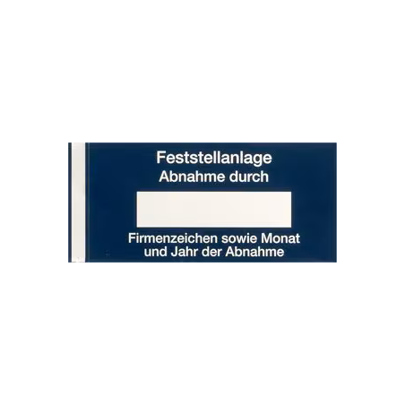 Aufkleber Feststellanlage für Errichter