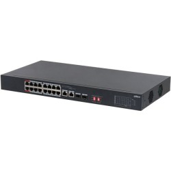 PoE-Switch, 18 Ports, 16 Ports PoE, 2 Ports SFP, 250 m, unmanaged, Desktop, Rack
