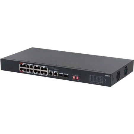 PoE-Switch, 18 Ports, 16 Ports PoE, 2 Ports SFP, 250 m, unmanaged, Desktop, Rack