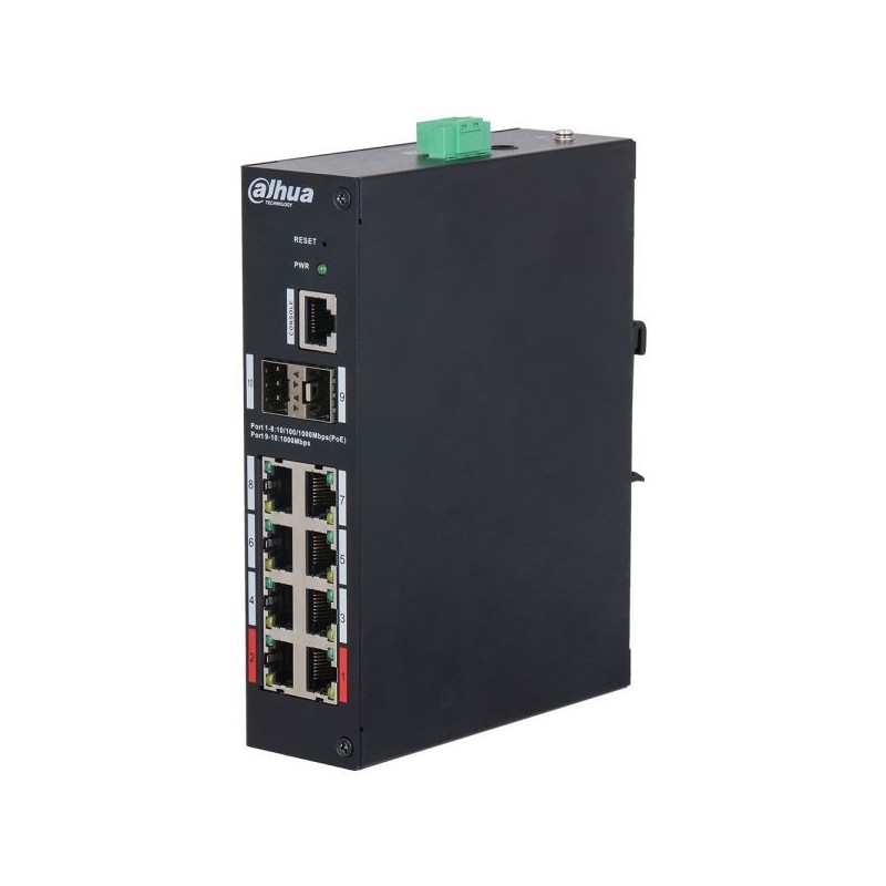PoE-Switch, 10 Ports, 8 Ports PoE, 250 m, managePoE-Switch, 10 Ports, 8 Ports PoE, 2 Ports SFP, 250 m, managed, Desktop