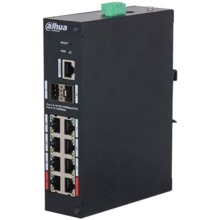 PoE-Switch, 10 Ports, 8 Ports PoE, 250 m, managePoE-Switch, 10 Ports, 8 Ports PoE, 2 Ports SFP, 250 m, managed, Desktop