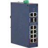PoE-Switch, 12 Ports, 8 Ports PoE, 2 Ports SFP, 250 m, cloud managed, IP30, IK06, Desktop, DIN-Schiene