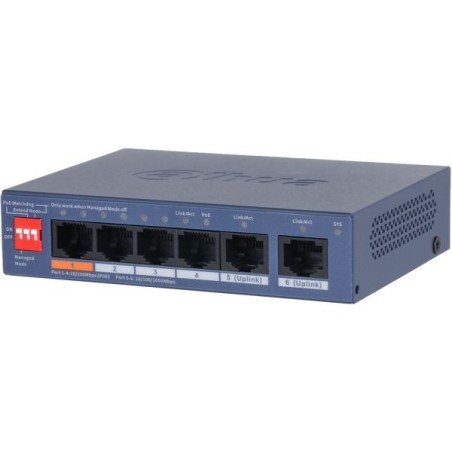 PoE-Switch, 6 Ports, 4 Ports PoE, 250 m, cloud managed, Desktop, Wand