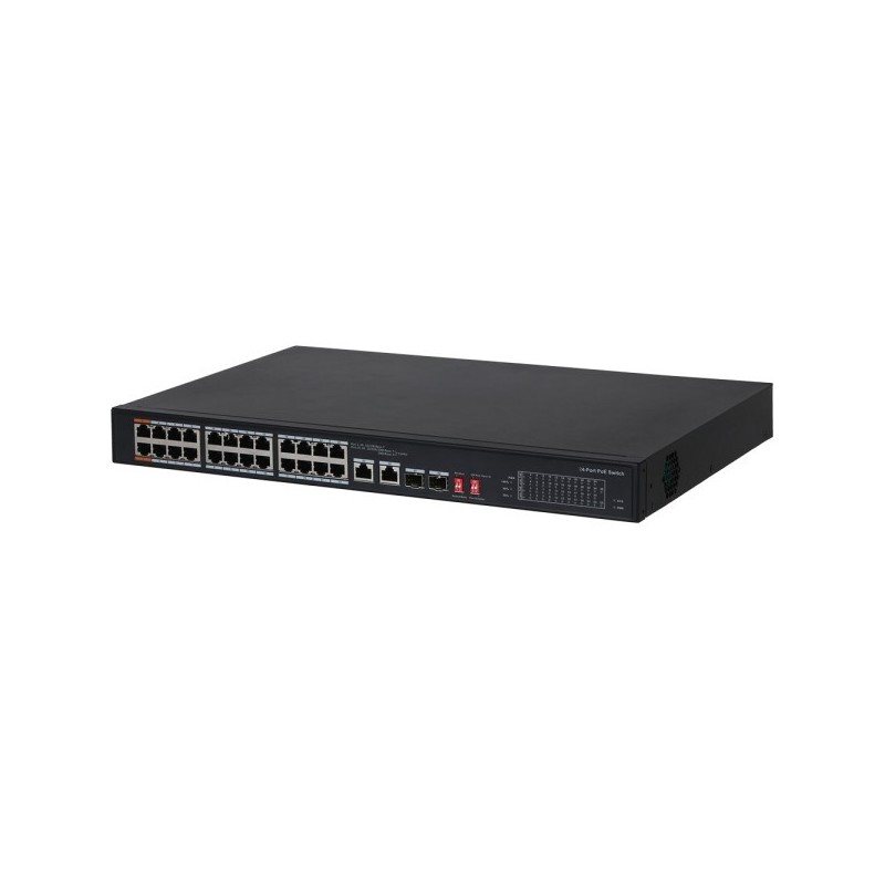 PoE-Switch, 26 Ports, 24 Ports PoE, 2 Ports SFP, 250m, unmanaged, Desktop, Rack, ohne Logo