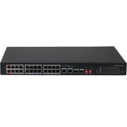PoE-stikalo, 26 vrata, 24 vrata PoE, 2 vrati SFP, 250m, neupravljano, namizni, montažni, brez logotipa