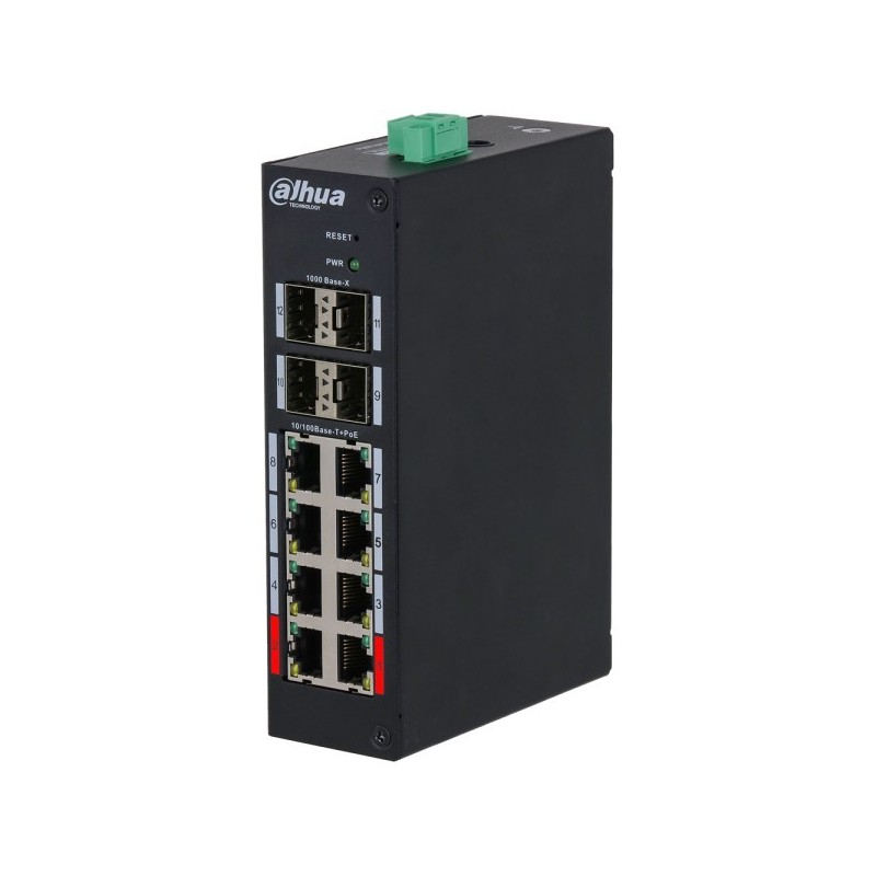 PoE-Switch, 12 Ports, 8 Ports PoE, 250m, managed, Desktop, DIN-Schiene