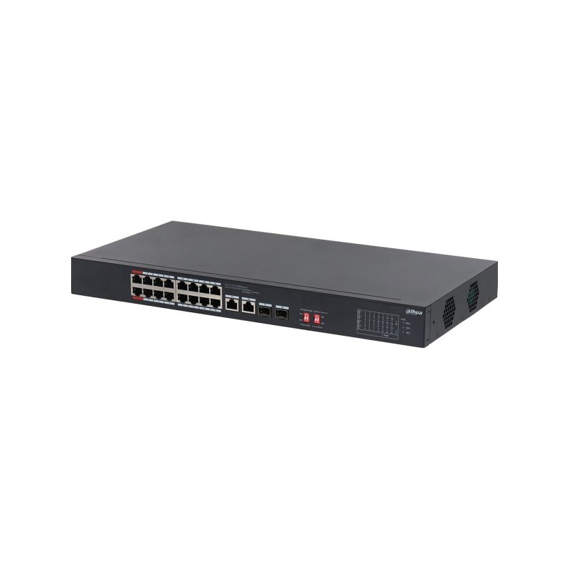 PoE-Switch, 18 Ports, 16 Ports PoE, 250m, unmanaged, Desktop, Rack