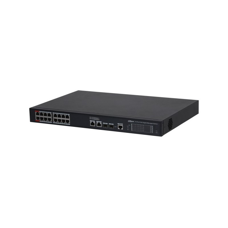Switch, 20 Ports, 16 Ports PoE, 2 Ports SFP, 250 m, managed, Desktop