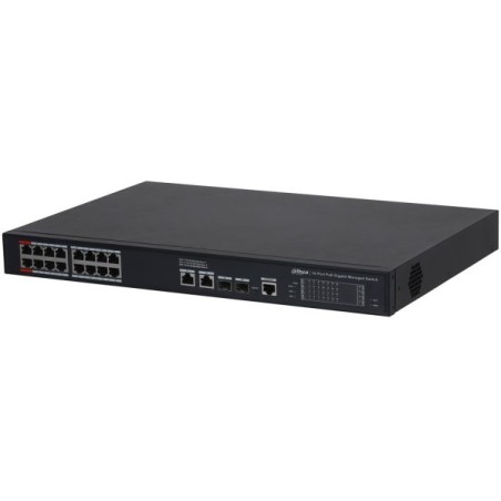 Switch, 20 Ports, 16 Ports PoE, 2 Ports SFP, 250 m, managed, Desktop