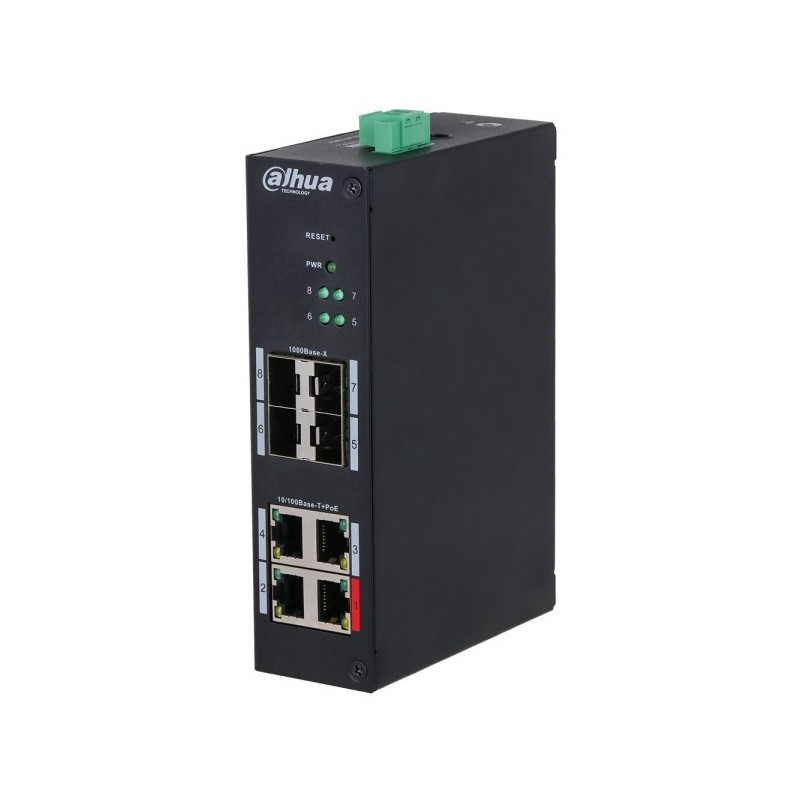 PoE-Switch, 8 Ports, 4 Ports PoE, 4 Ports SFP, 250 m, managed, Desktop, DIN-Schiene