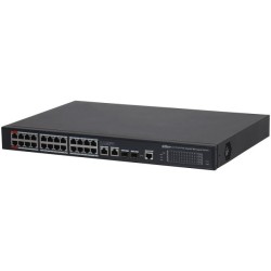 PoE-Switch, 28 Ports, 24 Ports PoE, 2 Ports SFP, 250m, managed, Desktop