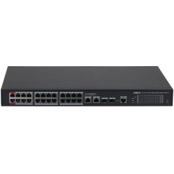 PoE-Switch, 28 Ports, 24 Ports PoE, 2 Ports SFP, 250m, managed, Desktop