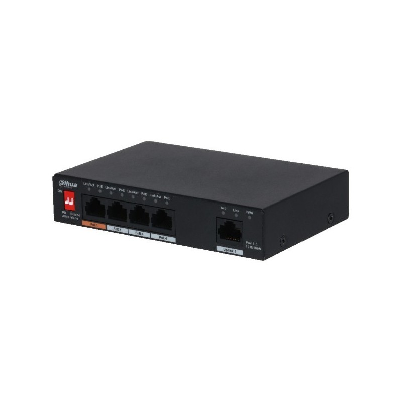 PoE-Switch, 5 Ports, 4 Ports PoE, 250 m, unmanaged