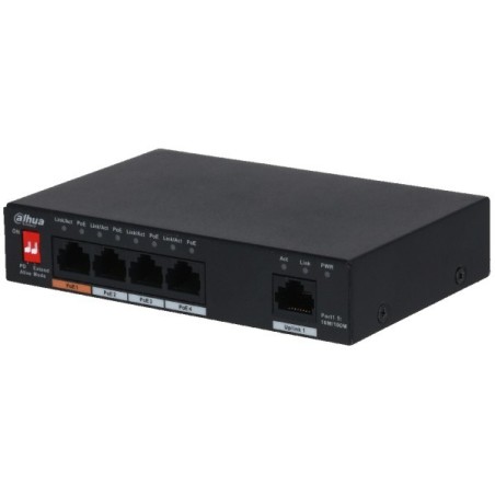 PoE-Switch, 5 Ports, 4 Ports PoE, 250 m, unmanaged