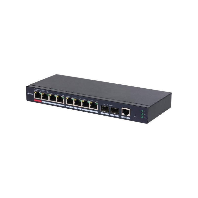 PoE-Switch, 10 Ports, 8 Ports PoE, 250 m, managed, Desktop, Wand