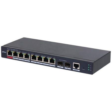 PoE-Switch, 10 Ports, 8 Ports PoE, 250 m, managed, Desktop, Wand