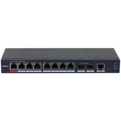 PoE-Switch, 10 Ports, 8 Ports PoE, 250 m, managed, Desktop, Wand