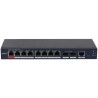 PoE-Switch, 10 Ports, 8 Ports PoE, 250 m, managed, Desktop, Wand