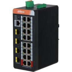 PoE-stikalo, 20 vrat, 16 vrat PoE, 4 vrata SFP, 250 m, upravljano, namizni, DIN-letev