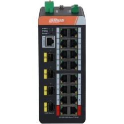 PoE-stikalo, 20 vrat, 16 vrat PoE, 4 vrata SFP, 250 m, upravljano, namizni, DIN-letev