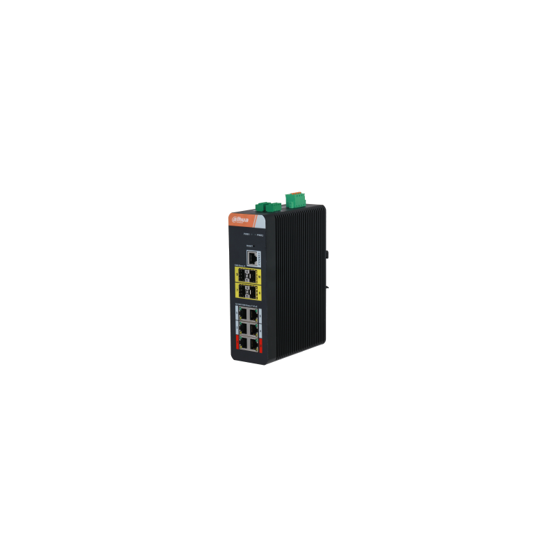 PoE-Switch, 10 Ports, 6 Ports PoE, 4 Ports SFP, 250 m, managed, Desktop, DIN-Schiene