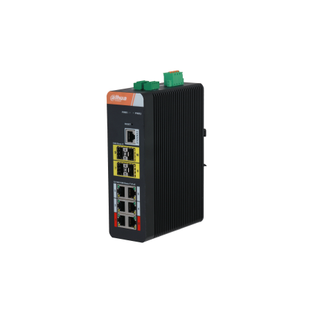 PoE-Switch, 10 Ports, 6 Ports PoE, 4 Ports SFP, 250 m, managed, Desktop, DIN-Schiene