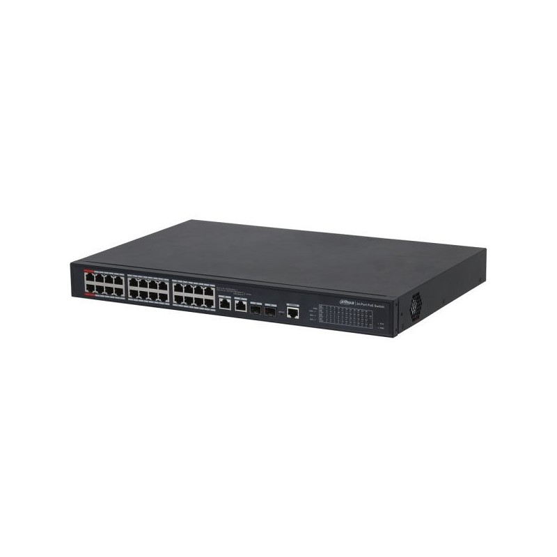 Dahua PoE-stikalo, Hi-PoE, 24x Poe-vrata+2GE SFP, 250m, 360W