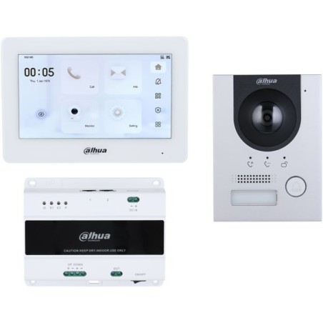 2-Draht-Video-Gegensprechanlagen-Set, 2 MP, 7" TFT-Touch-Screen, IP65, IK07, Aufputz