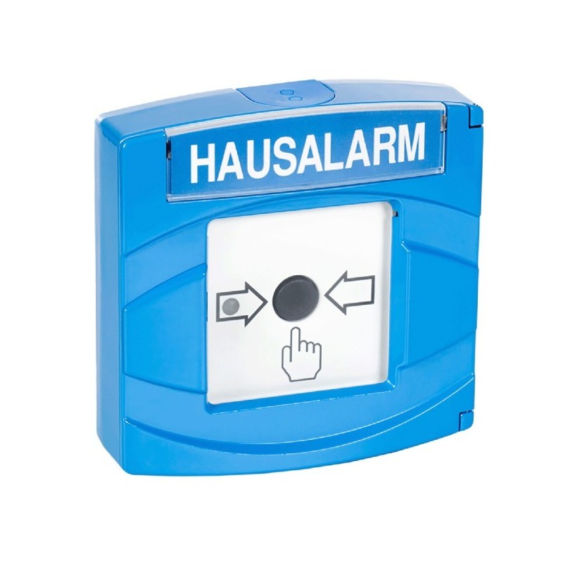 Druckknopfmelder "Hausalarm", IP43, blau, VdS