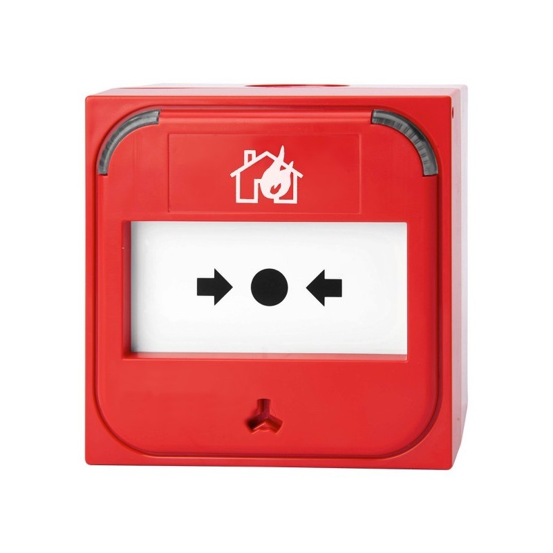 Druckknopfmelder "Symbol Haus&Flamme", rot